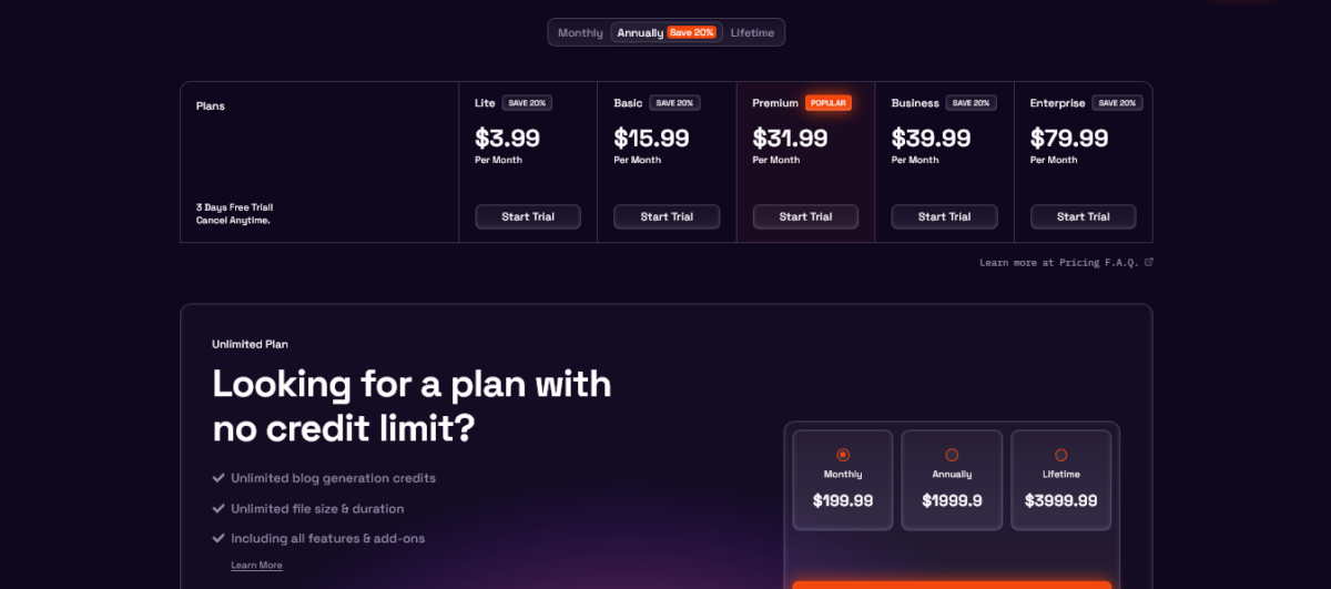 Blogify Pricing