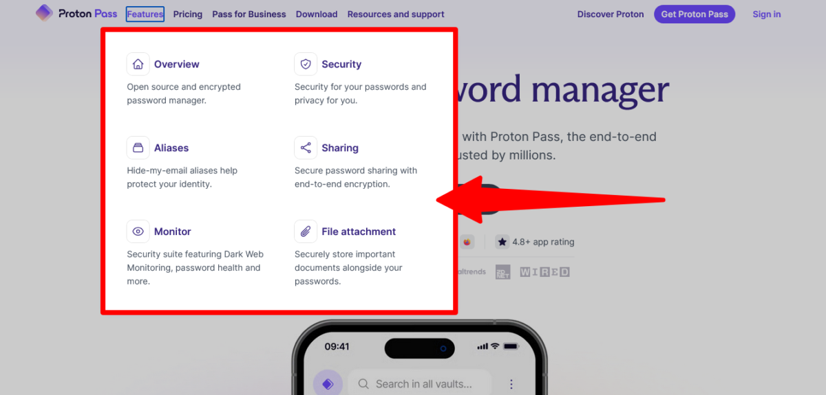 Proton Pass Features