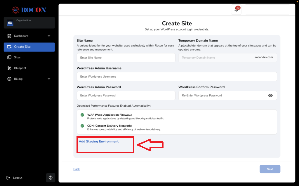 Rocon WordPress Hosting | Staging and Backups